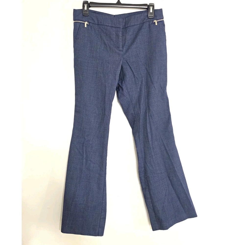 Navy Blue Flare Bootcut Trousers Zip Pockets Y2K Women's